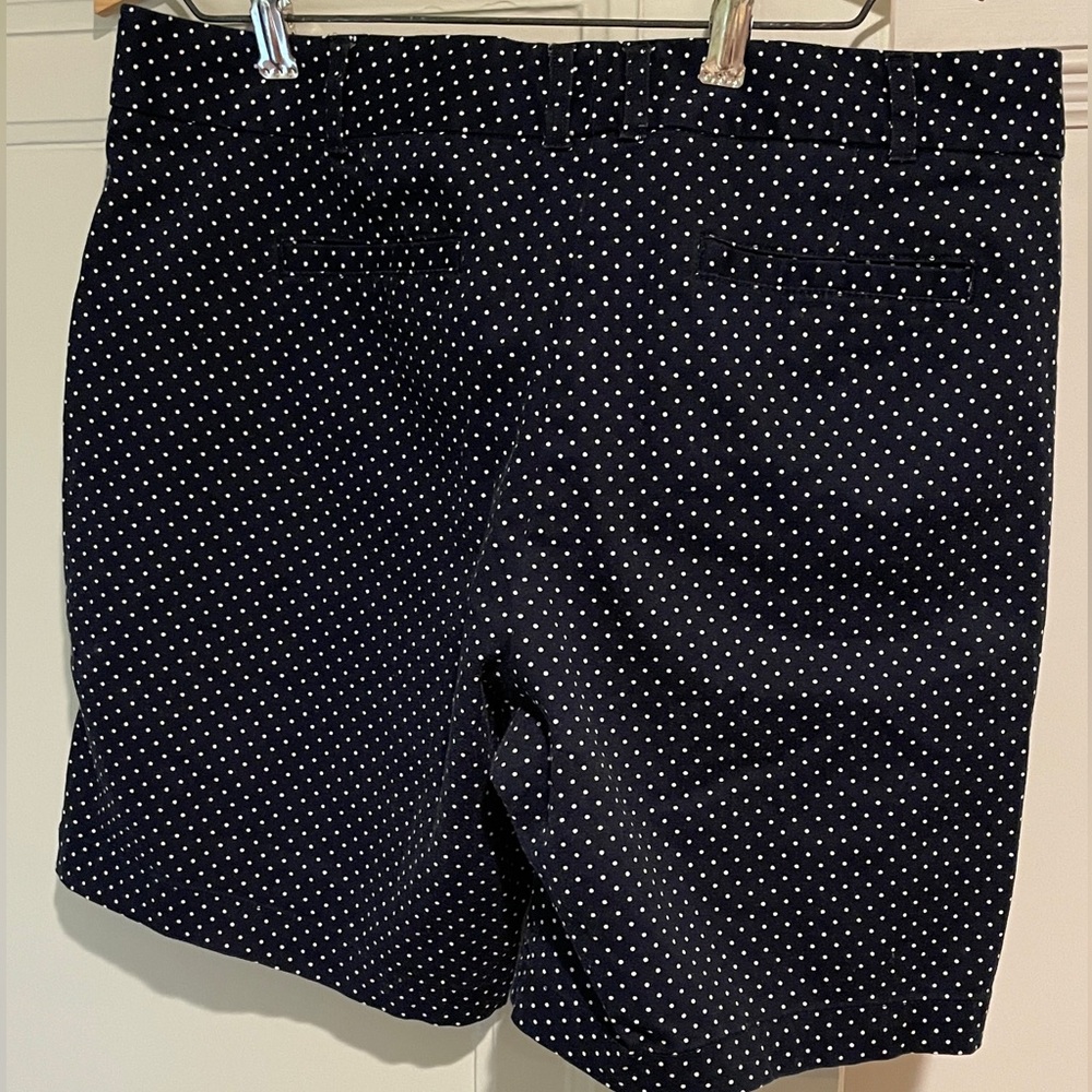 High Waist Navy Blue Poka Dot Women's Shorts Size: 12 - Picture 6 of 7